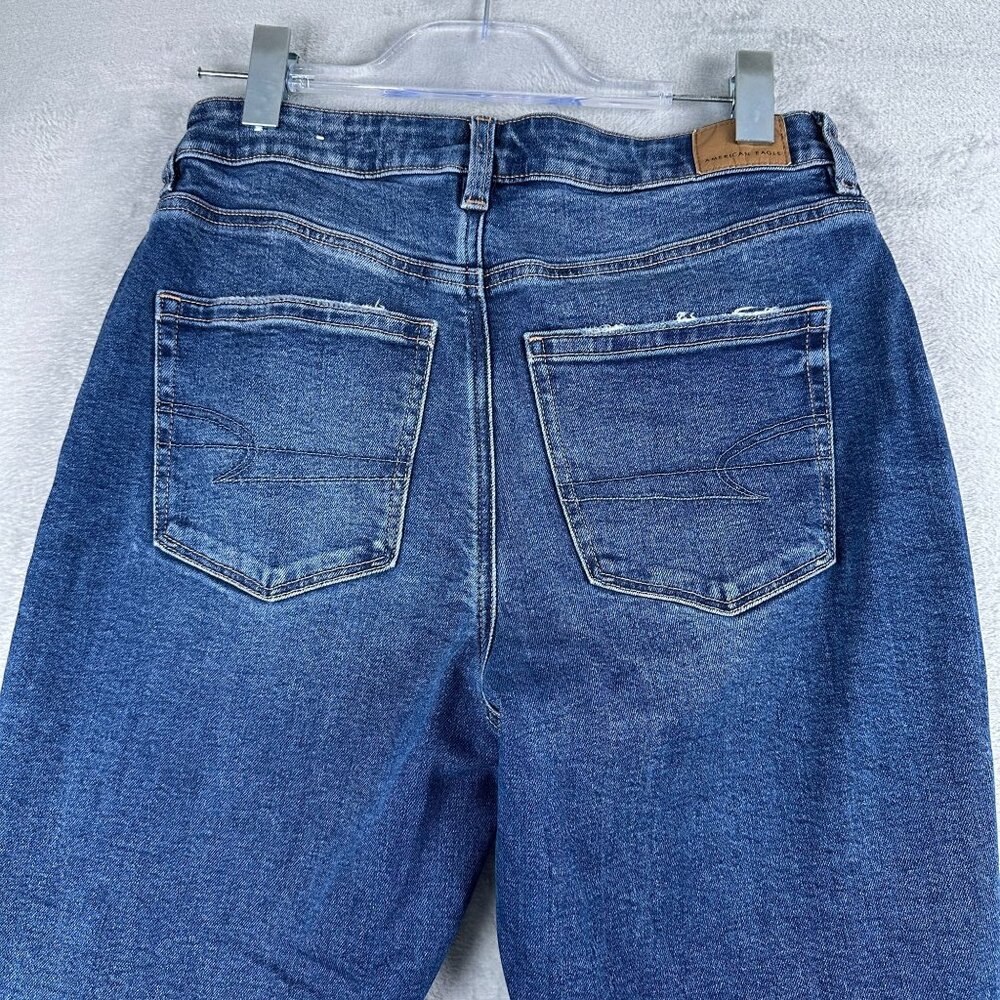 American Eagle Strigid Mom Jeans Womens 4 Regular Distressed Medium Wash Blue - Picture 4 of 12